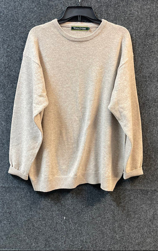 Wool Overs Men's Beige Heathered 100% Lambswool Crew Neck Sweater Sz L