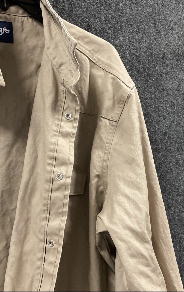 Wrangler Men's Tan Western Pearl Snap Long Sleeve Cotton Work Shirt 3XT