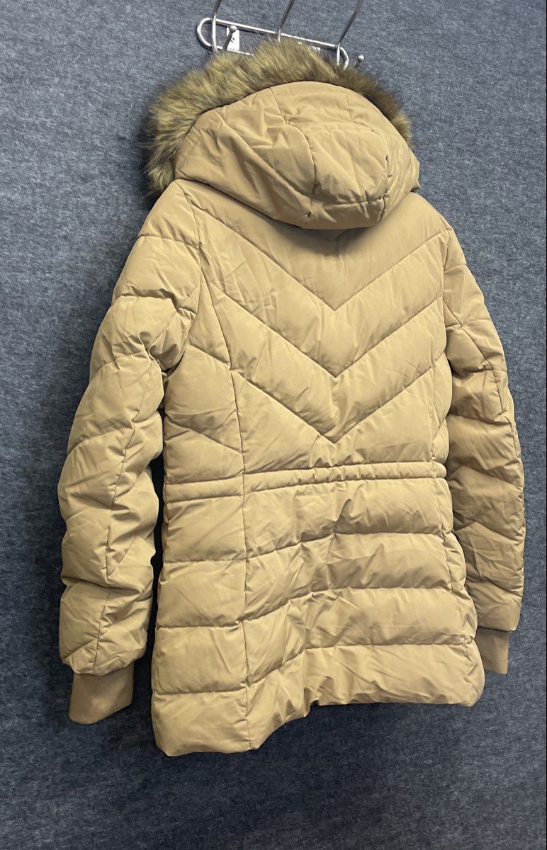 MICHAEL Michael Kors Women's Tan Faux Fur Trim Hooded Puffer Jacket Sz S