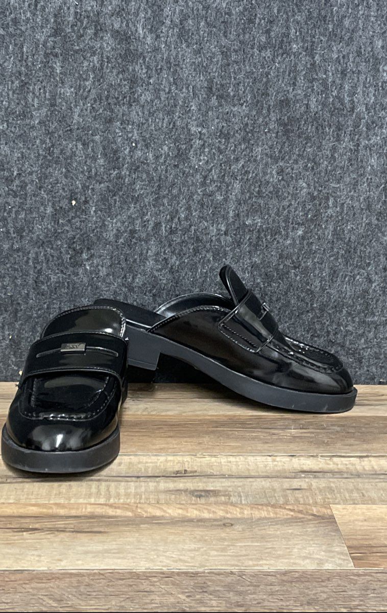 DKNY Black Patent Platform Slip-On Loafer Mules Women's Size 6
