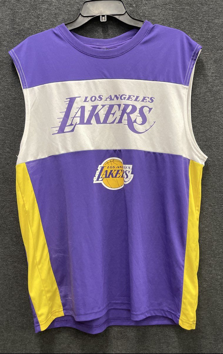 Los Angeles Lakers NBA Sleeveless Basketball Jersey Purple White Yellow Sz XL