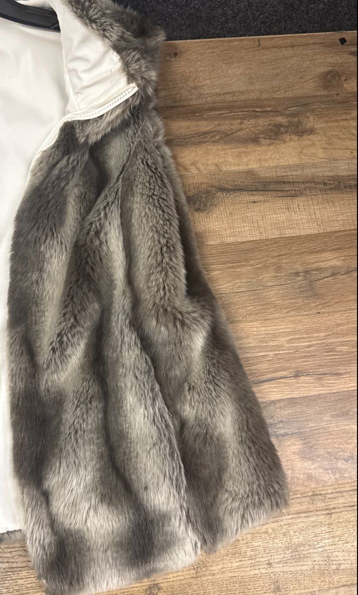 Women's Gray Faux Fur Full Zip Vest Sleeveless Stand Collar Plush