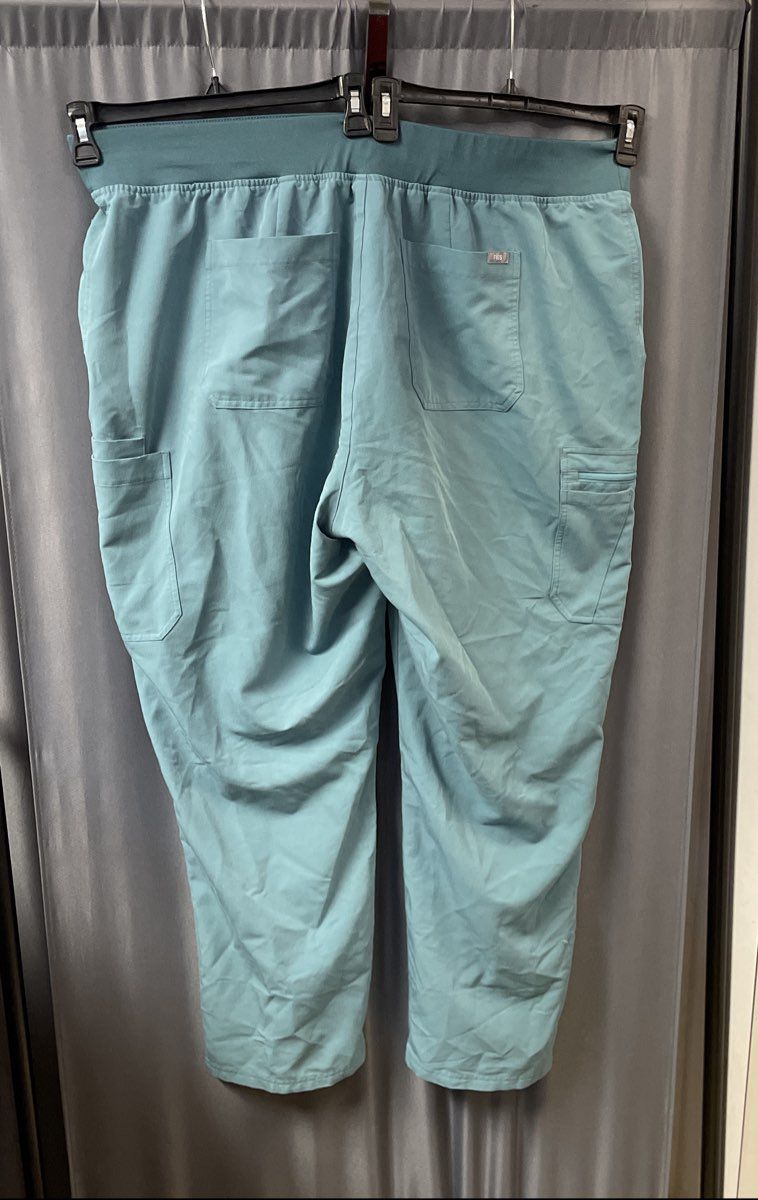 Figs Women's Teal Technical Collection Scrub Set V-Neck HW Yola Pants Sz 5XL