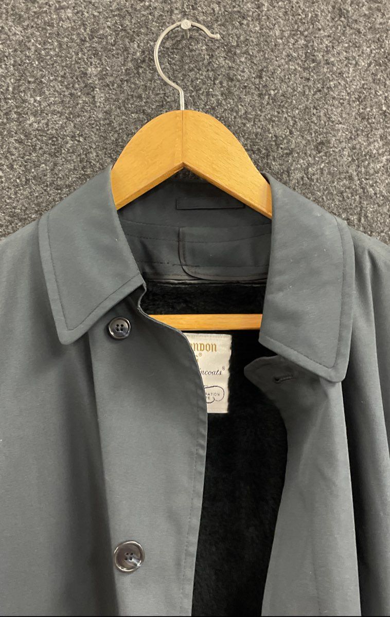 Vintage 80s London Fog Men's Gray Maincoat Trench Rain Jacket Lining Sz 38S