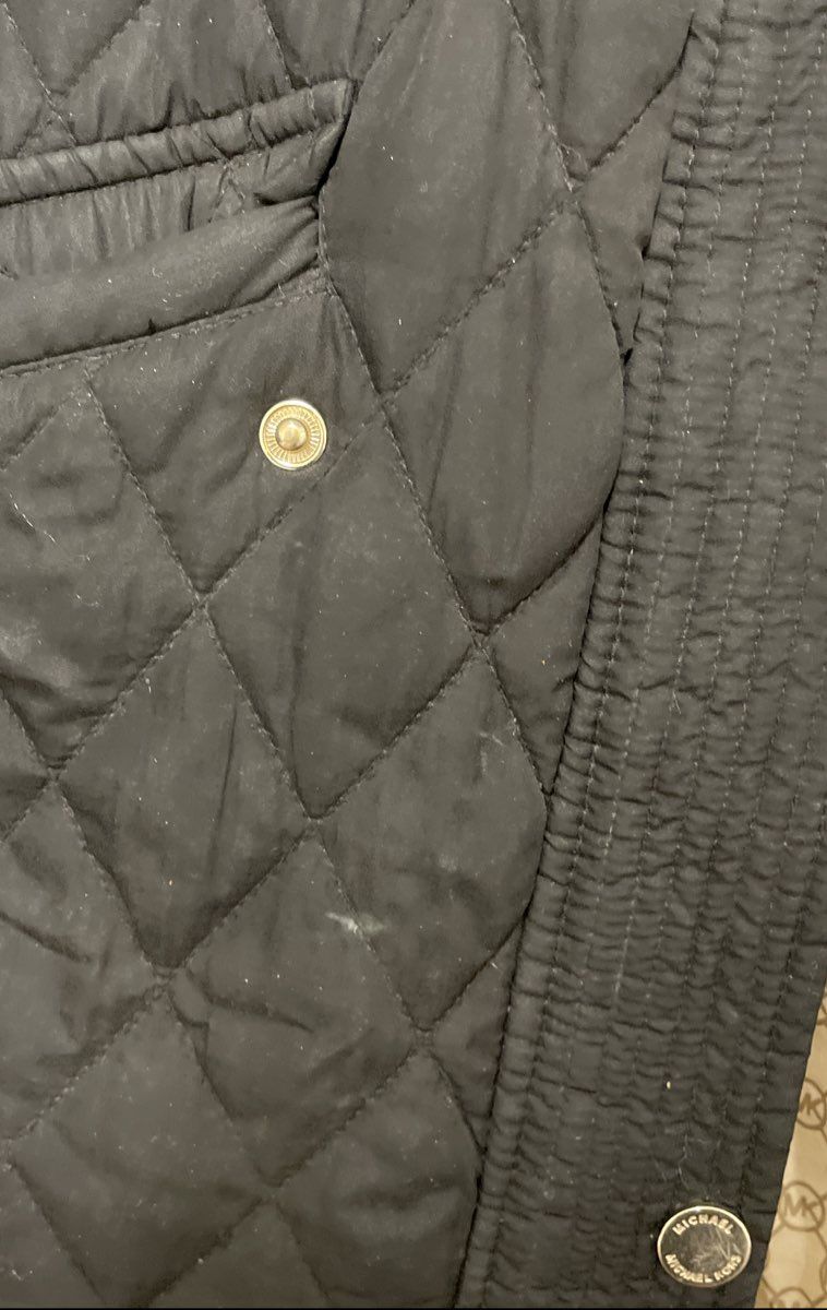 Michael Kors Women's Black Quilted Anorak Jacket Gold Hardware Hooded Sz S