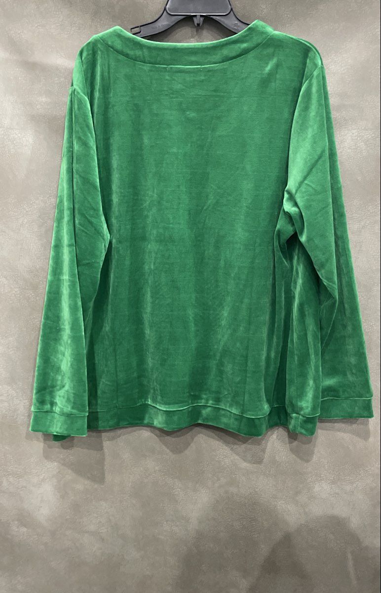 Seventh Avenue Women's Green Velour Full Zip Embroidered Sequin Jacket Sz 2X