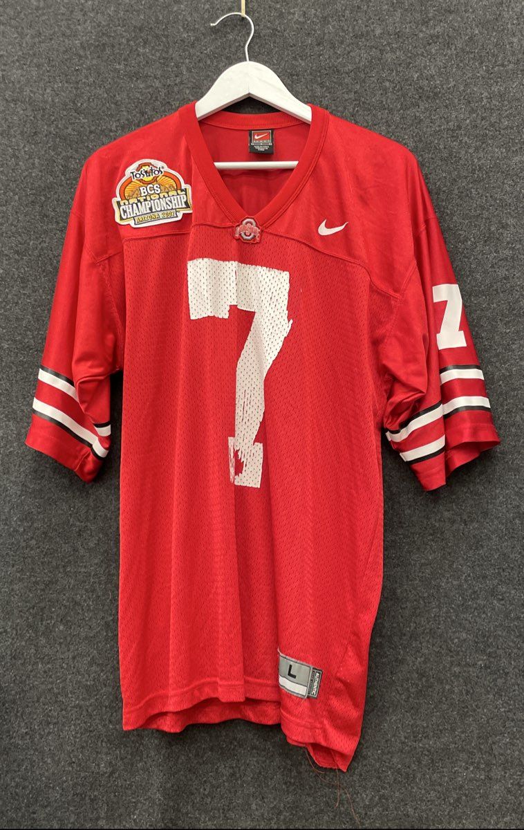 Nike Men's Red Ohio State Buckeyes #7 2007 BCS National Championship Jersey L