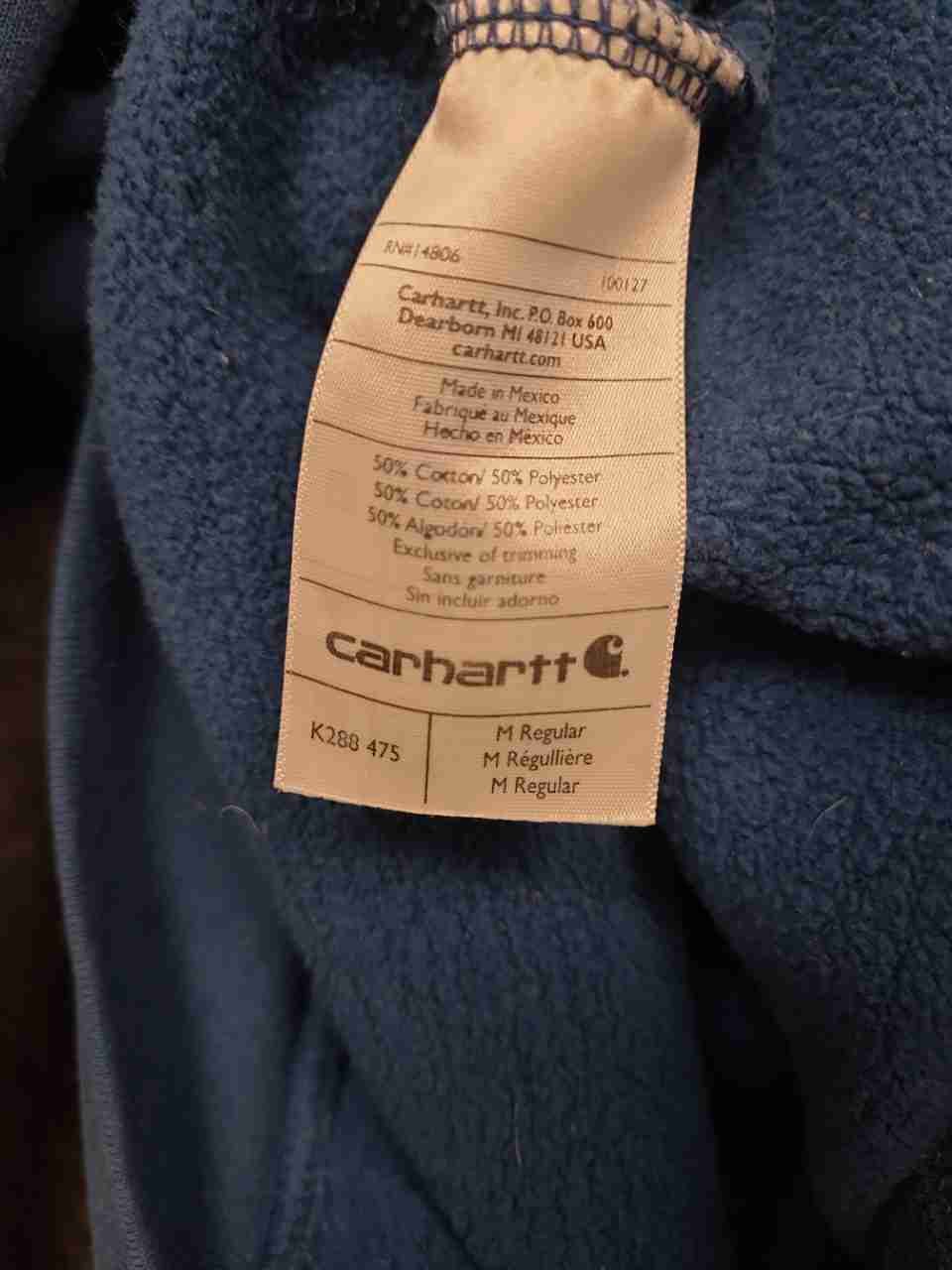 Carhartt Men's Blue K288 Logo Sleeve Original Fit Hoodie Sweatshirt Sz M