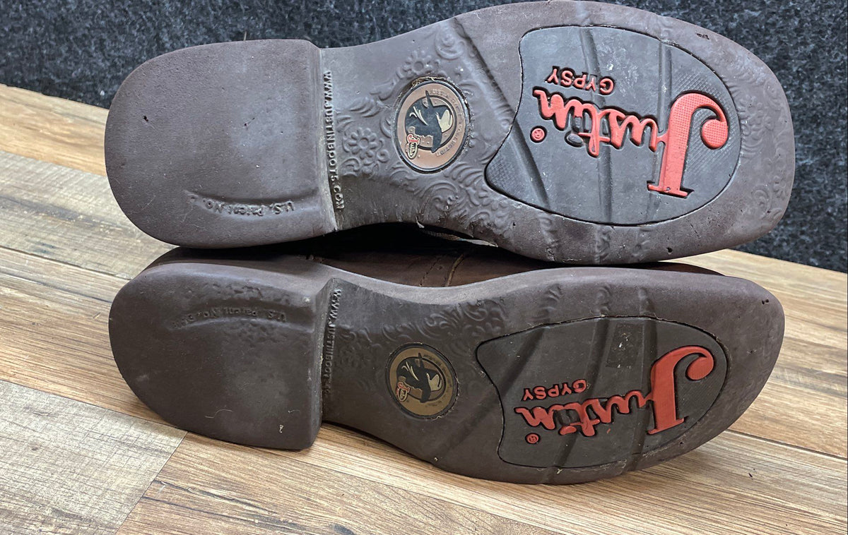 Justin Gypsy L9984 Brown Leather Square Toe Western Boots Size 8 B