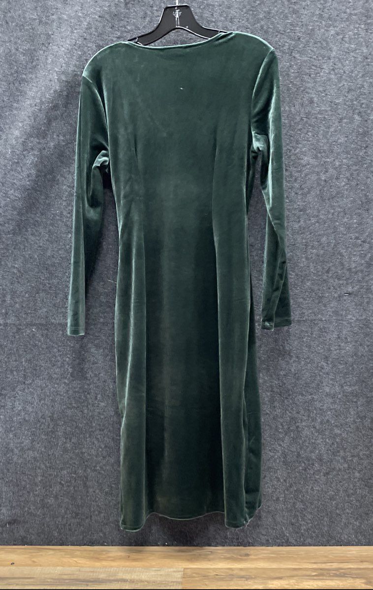 Banana Republic Women's Green Velvet Long Sleeve Draped Wrap Dress Sz S