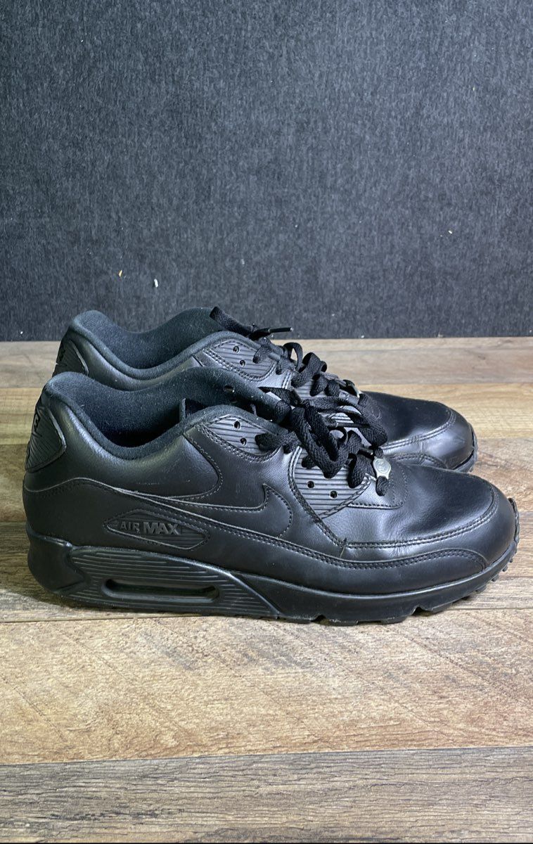 Nike Air Max 90 LTR Triple Black Leather Men's Sneakers Size 11.5