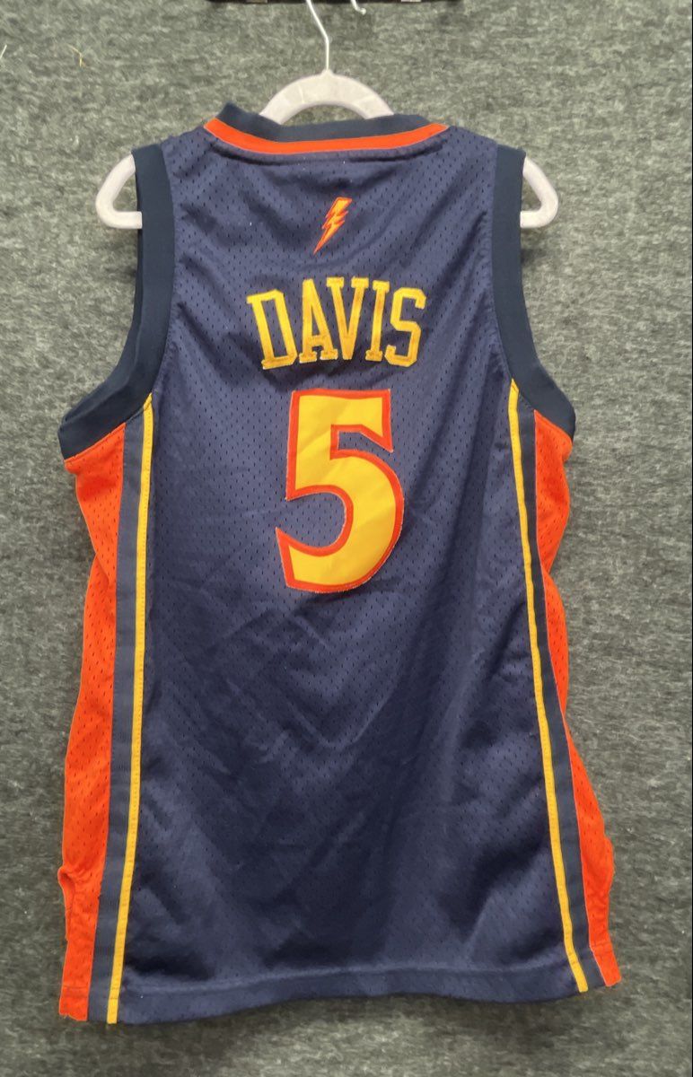 Adidas Kids Golden State Warriors Baron Davis #5 Navy Basketball Jersey Sz M