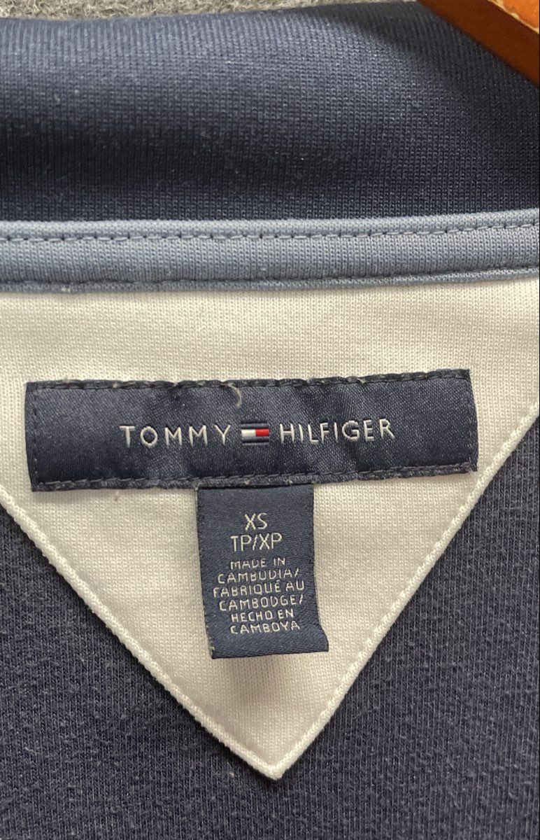 Tommy Hilfiger Men's Track Jacket Navy Blue White Colorblock Embroidered Sz XS