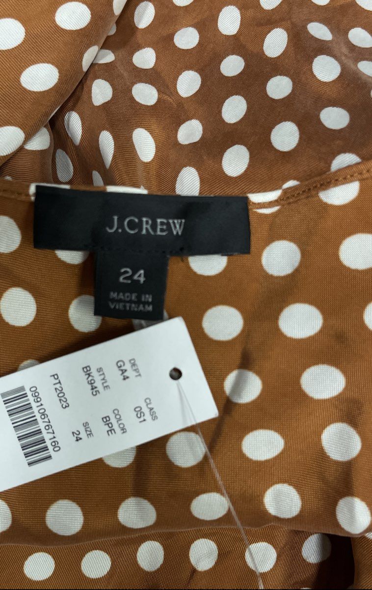 J.Crew Women's Brown Polka Dot Gwyneth Slip Dress Re-Imagined NWT Sz 24