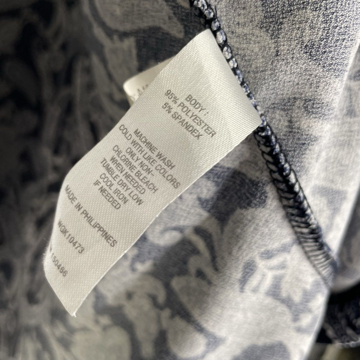 Magnolia Grace Women's Navy Blue White Paisley 3/4 Sleeve Tunic Shirt Sz L