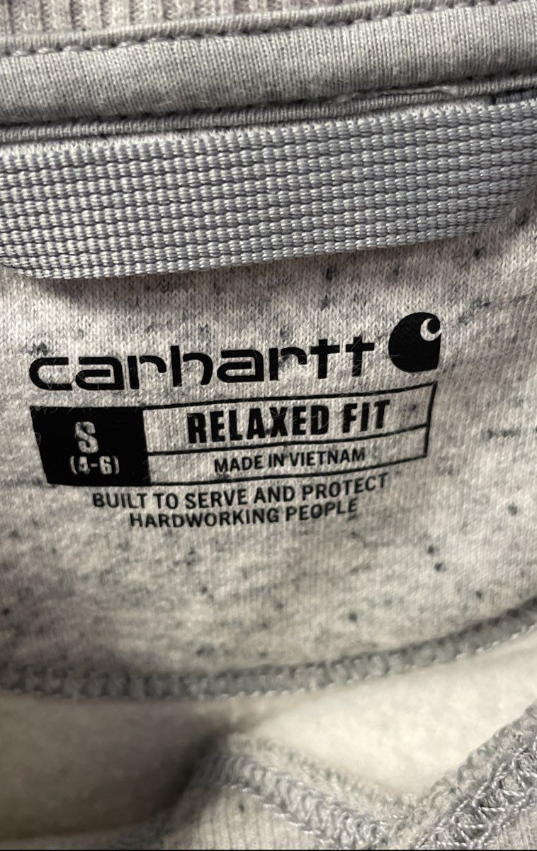 Carhartt Women's Relaxed Fit Crewneck Sweatshirt Heather Gray Logo Sz S (4-6)