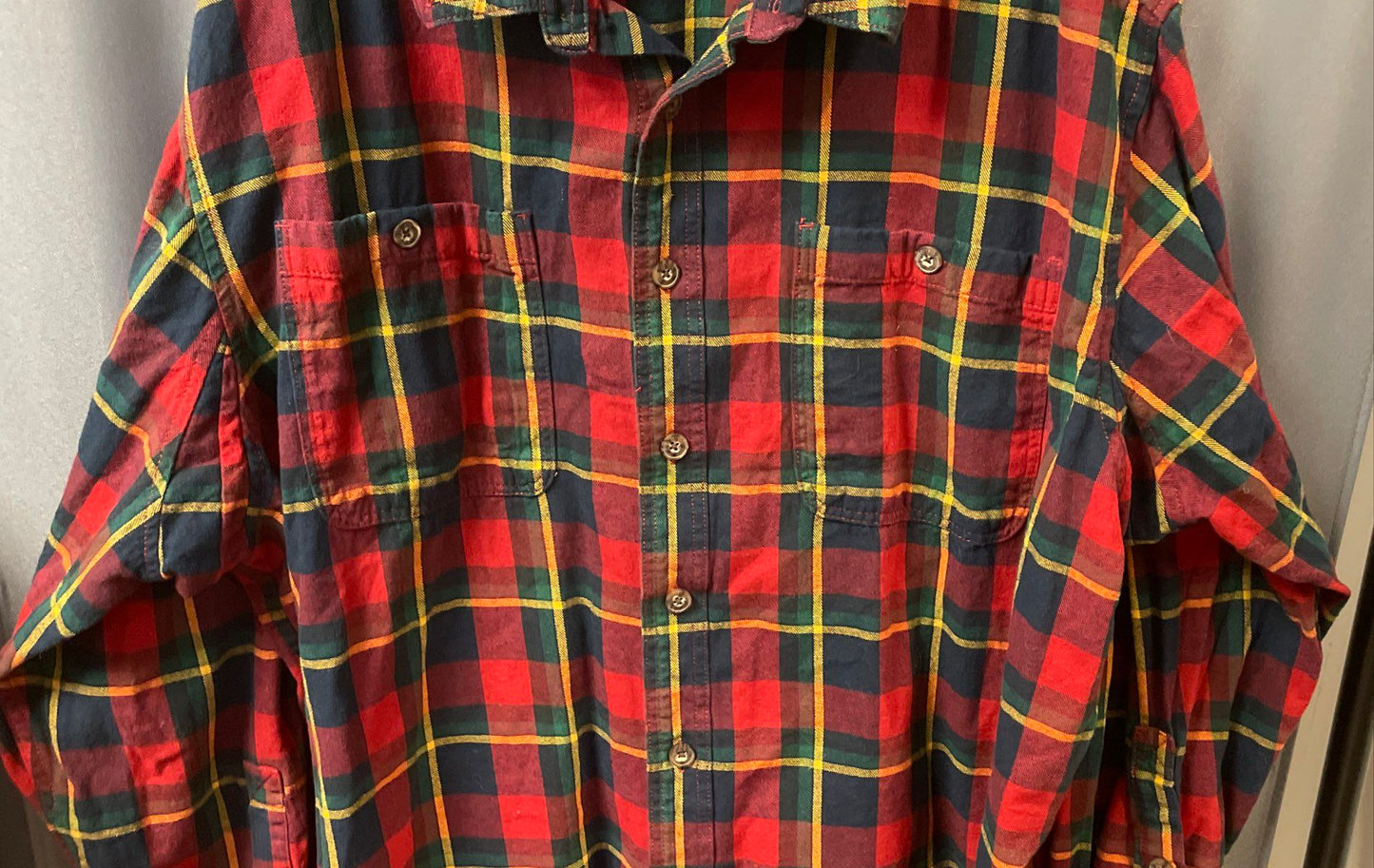 Duluth Trading Co Men's Red Green Plaid Flannel Untucked Relaxed Fit Shirt 3XL