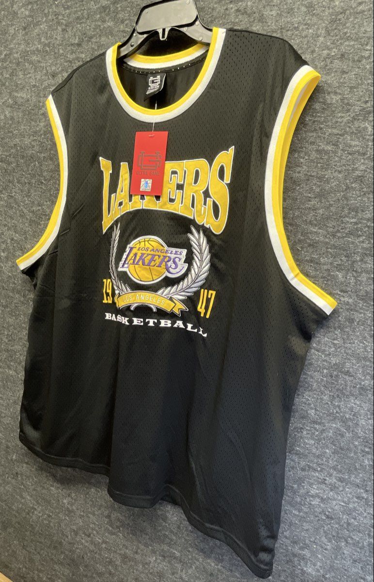 Ultra Game Men's Los Angeles Lakers Basketball Jersey Black Embroidered 3XL NWT