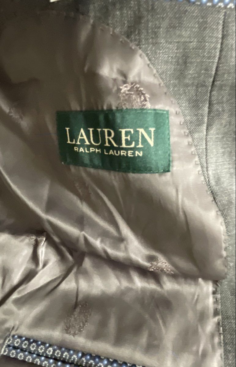 Lauren Ralph Lauren Men's Gray Wool Blend Natural Stretch 2 Button Blazer 46 L