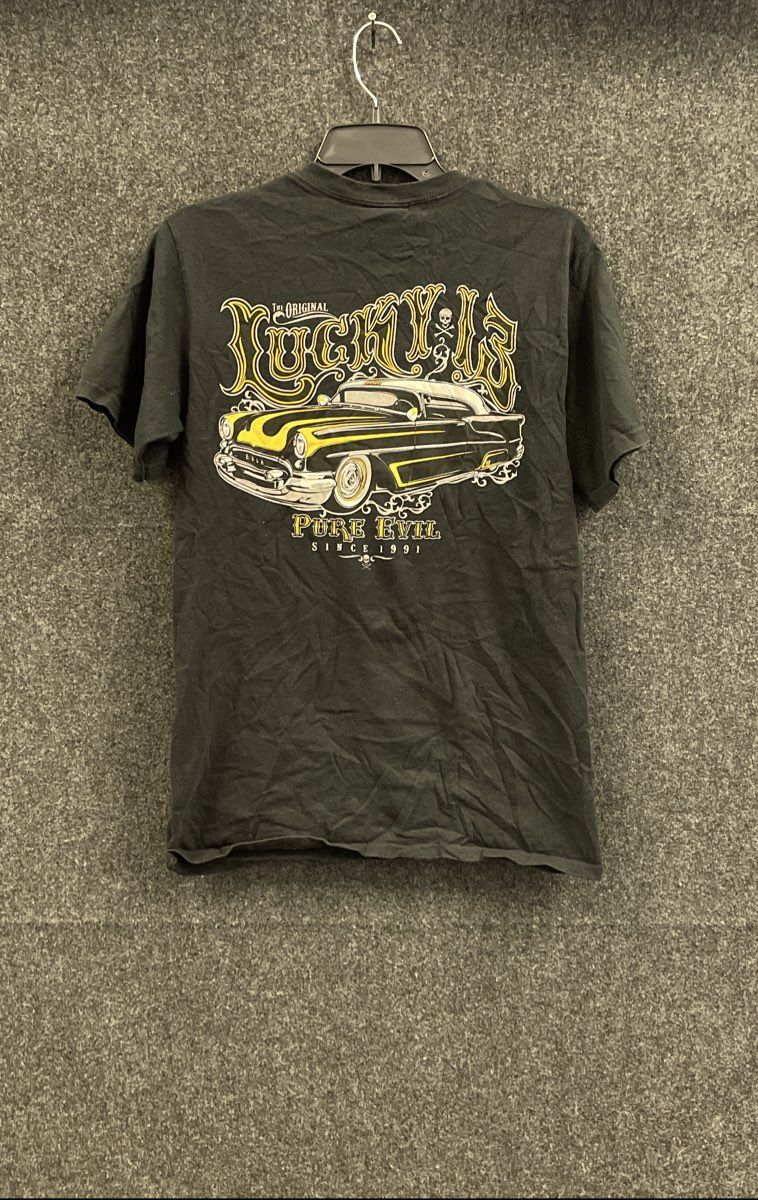 Lucky 13 Men's Black Pure Evil Classic Car Graphic Hot Rod T-Shirt Size S
