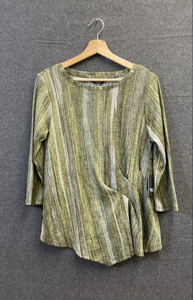 Simply Vera Wang Women's Green Space Dye Side Knot Top Size M NWT