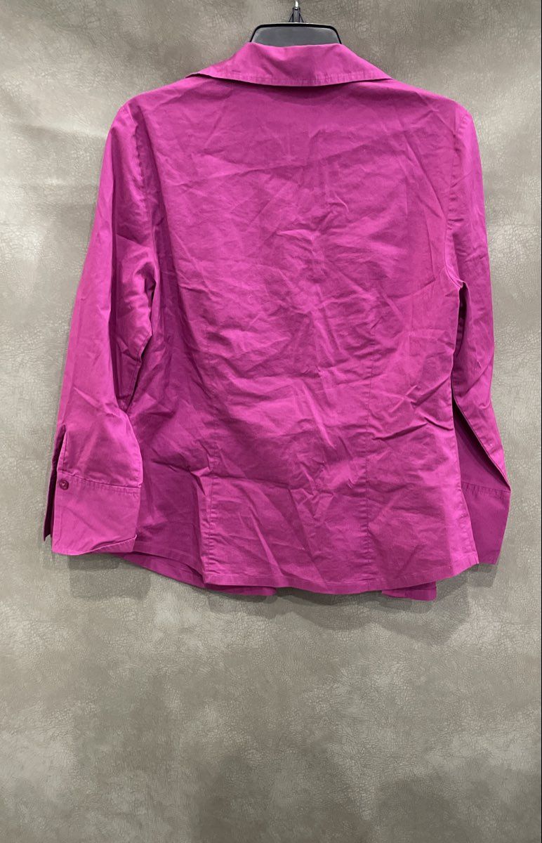 Ann Taylor Women's Magenta Purple Stretch Cotton Button Up Blouse Size 12
