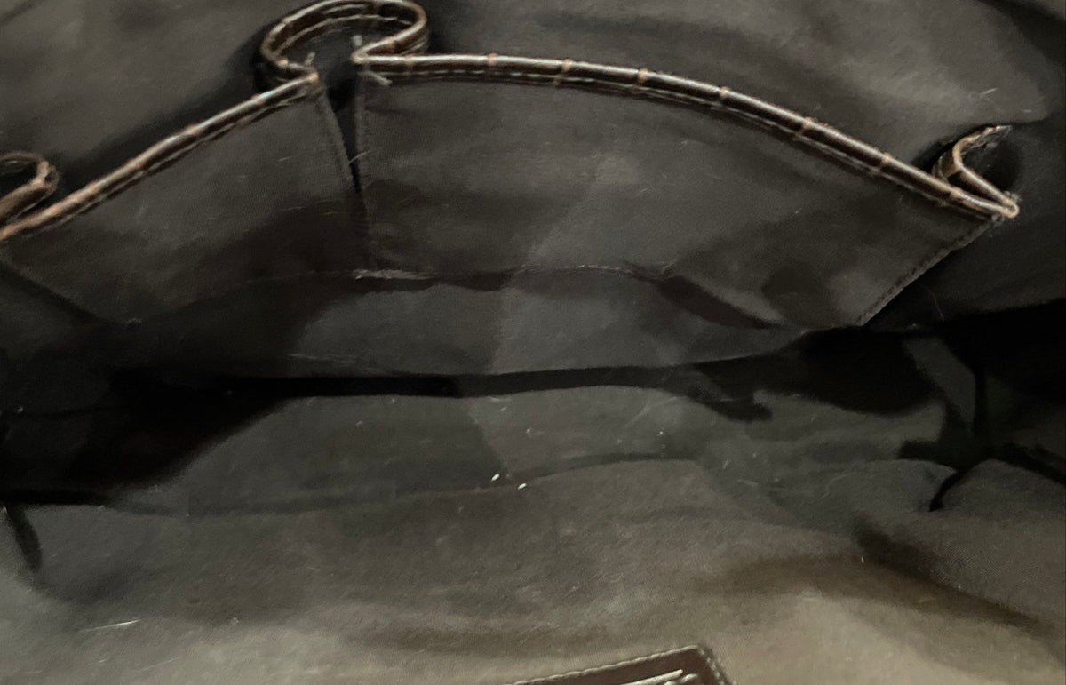 Coldwater Creek Brown Croc Embossed Leather Tote Bag Silver Hardware