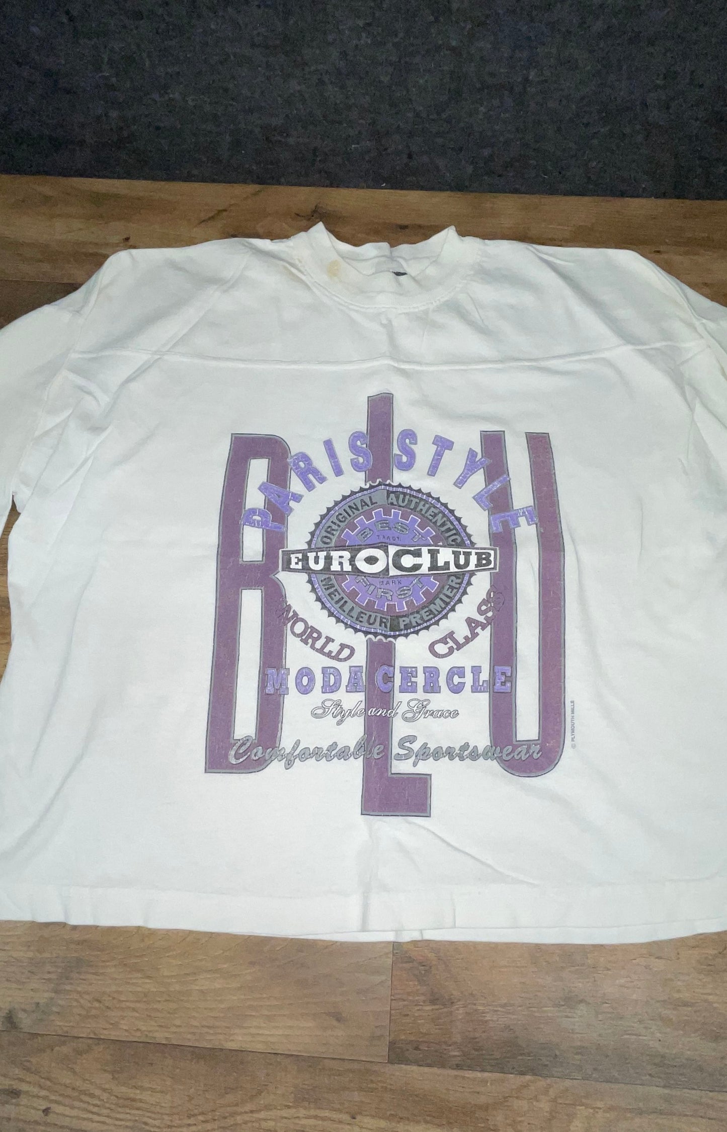 Vintage 90s Ademo Men's Euro Club White Graphic T-Shirt Made in USA Sz M