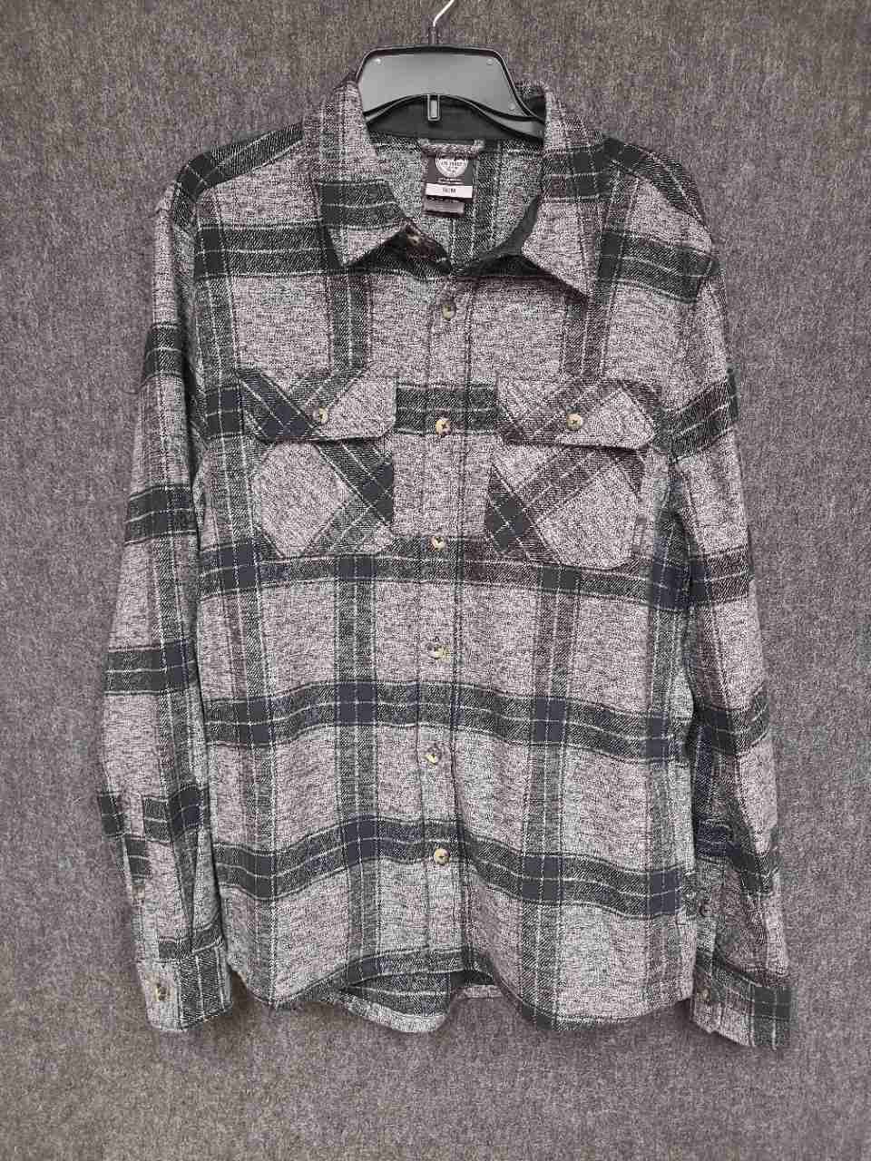 Colorado Clothing Men's Gray Black Plaid Cotton Blend Button Down Shirt Sz M