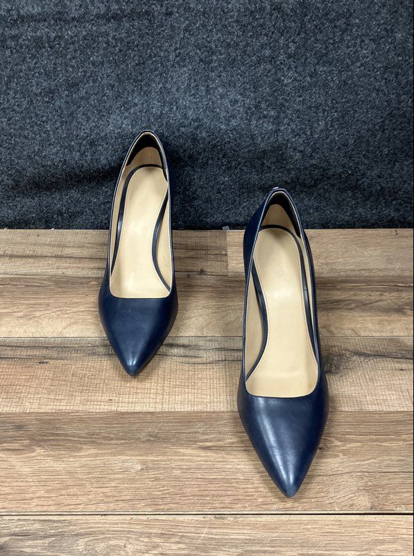 Michael Kors Navy Blue Leather Pointed Toe Stiletto Pumps Size 9.5M