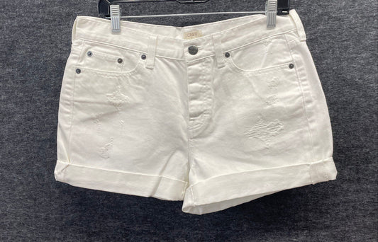 J.Crew Women's White Distressed Denim Cuffed Shorts Sz 28
