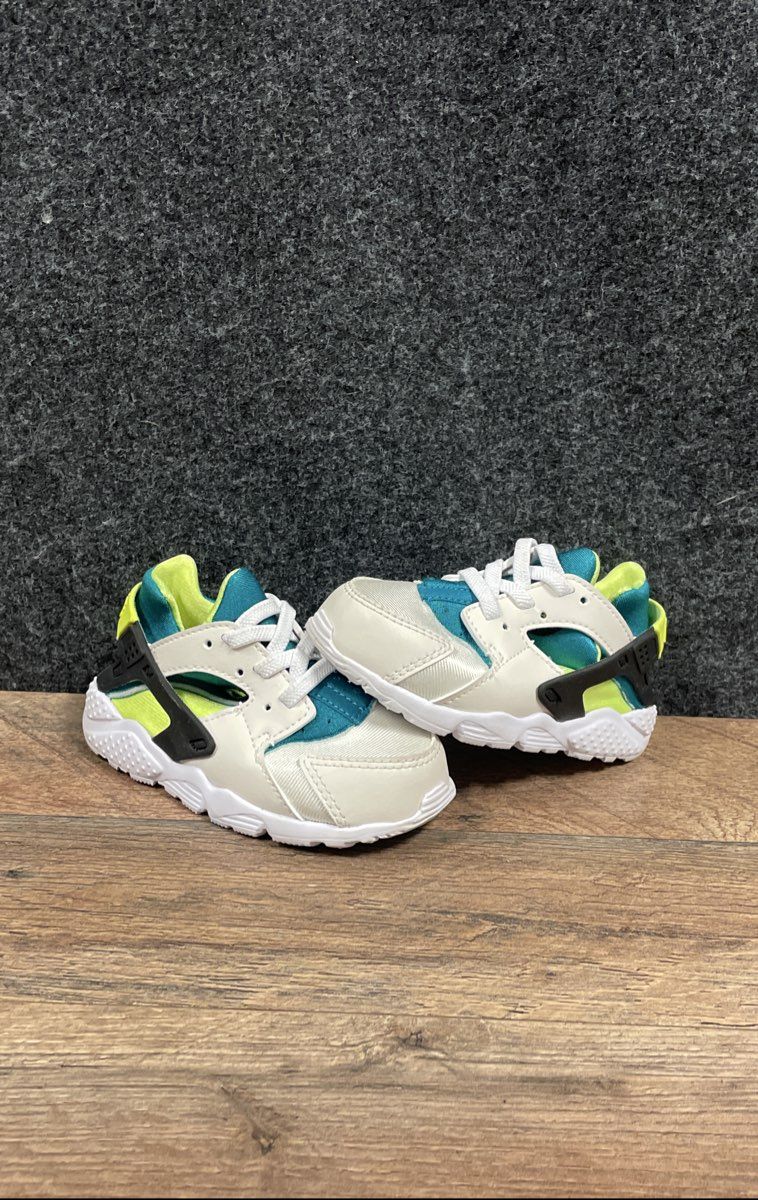 Nike Air Huarache Run White Teal Lime Green Toddler Sneakers Size 7C