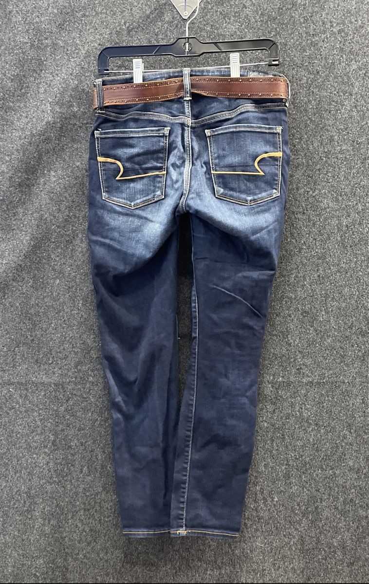 American Eagle Women's Super Stretch Dark Wash Skinny Blue Jeans Size 6 Short