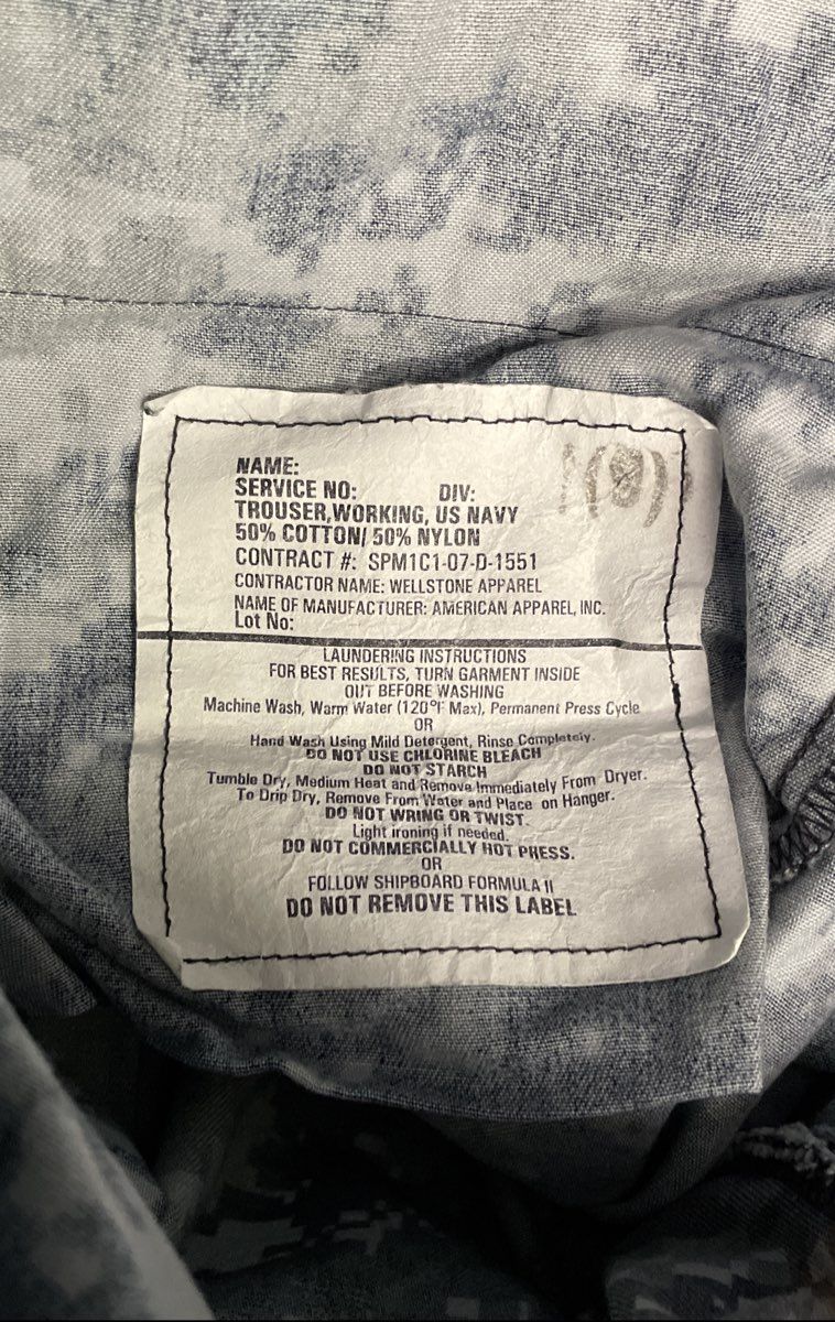 US Navy Men's NWU Type I Blue Digital Camo Cargo Trousers Medium Short