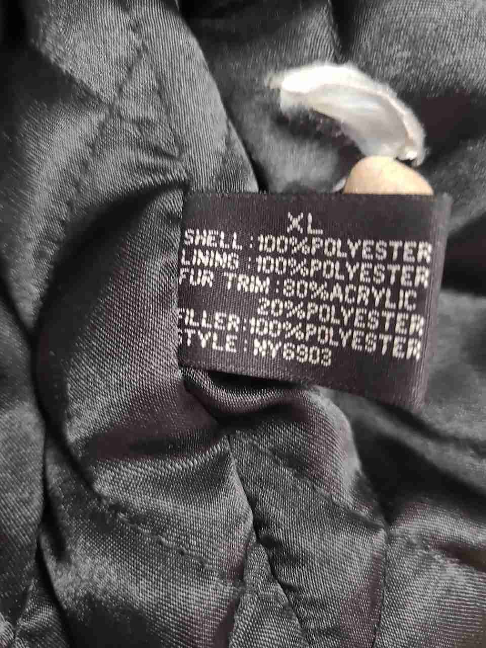 Ensign London Women's Black Faux Fur Hooded Coat Quilted Jacket Sz XL NWT