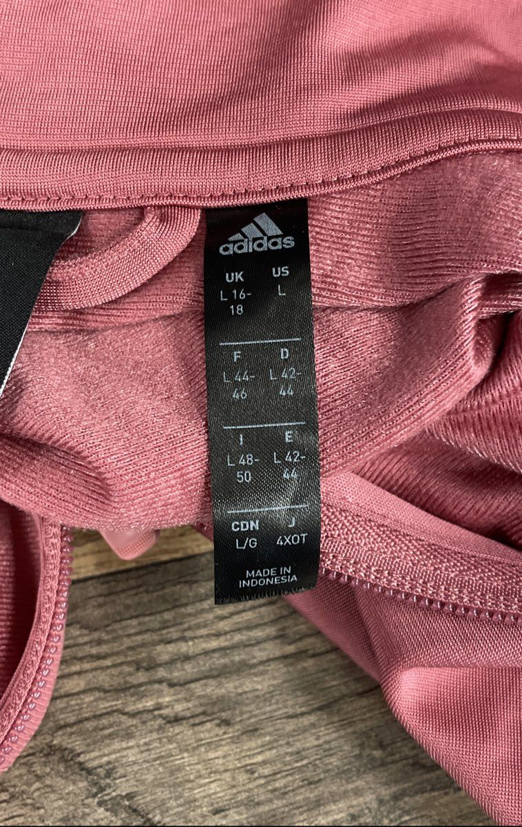 Adidas Women's Pink 3-Stripe Full Zip Track Jacket Sz L