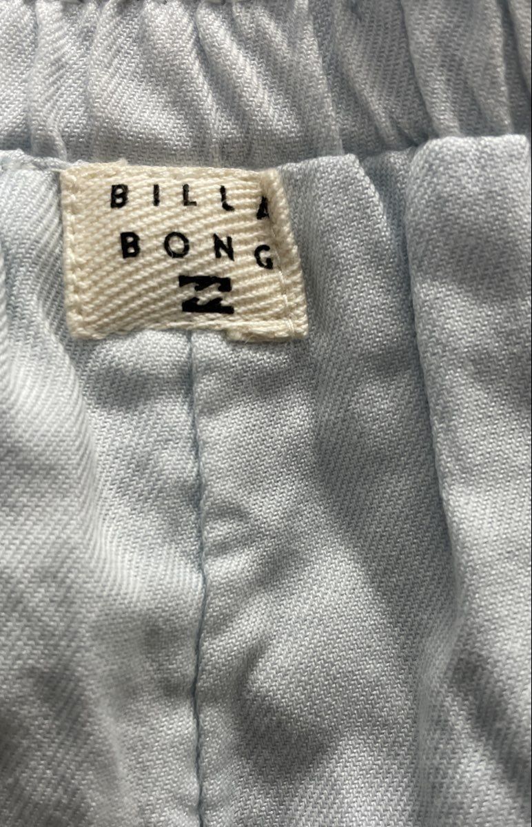Billabong Women's Light Blue Cotton Viscose Curved Hem Drawstring Shorts Sz S