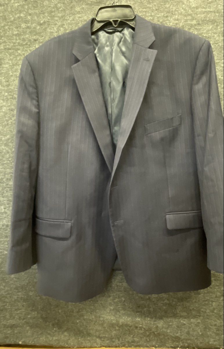 Lauren Ralph Lauren Men's Navy Blue Pinstripe 100% Wool Suit Jacket Blazer 46S