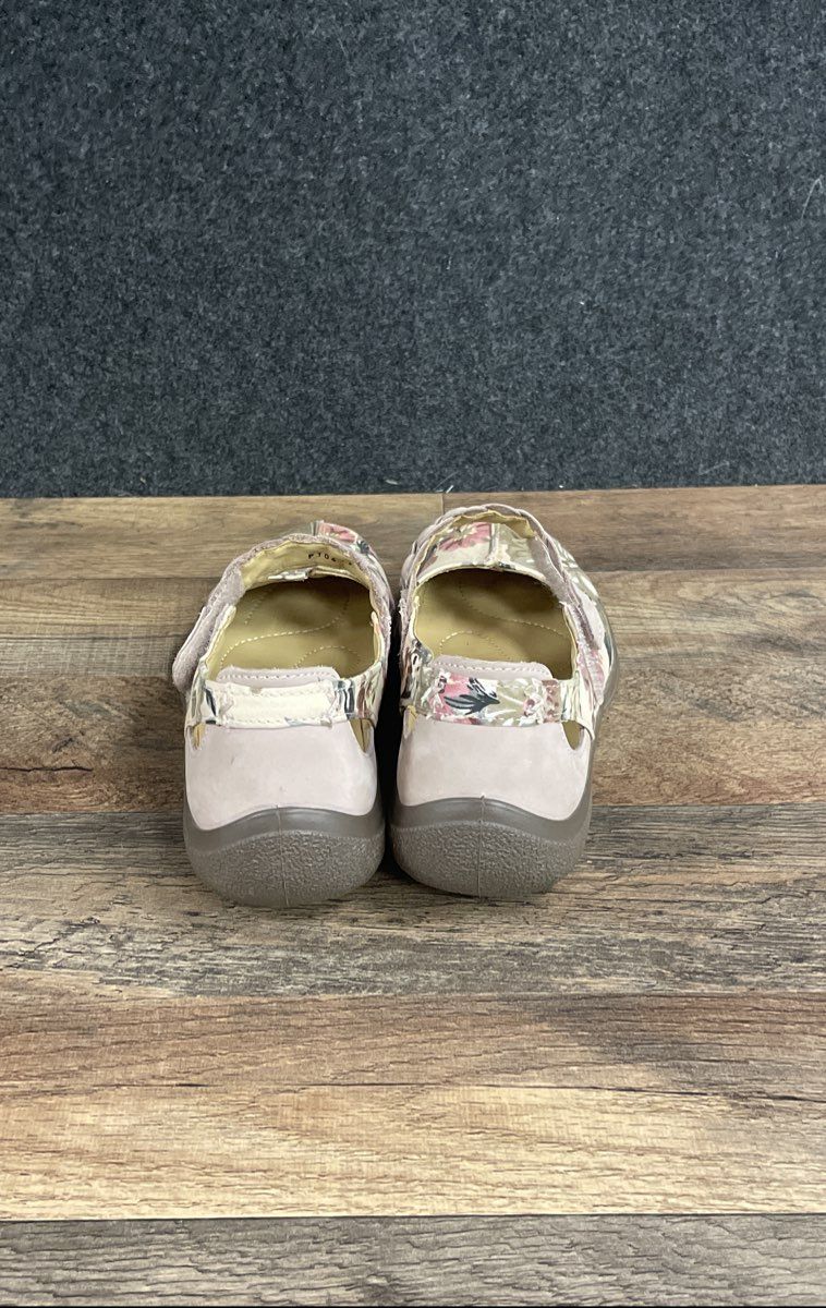 Hotter Floral Mary Jane Braided Strap Comfort Flats Purple Beige UK Size 5.5