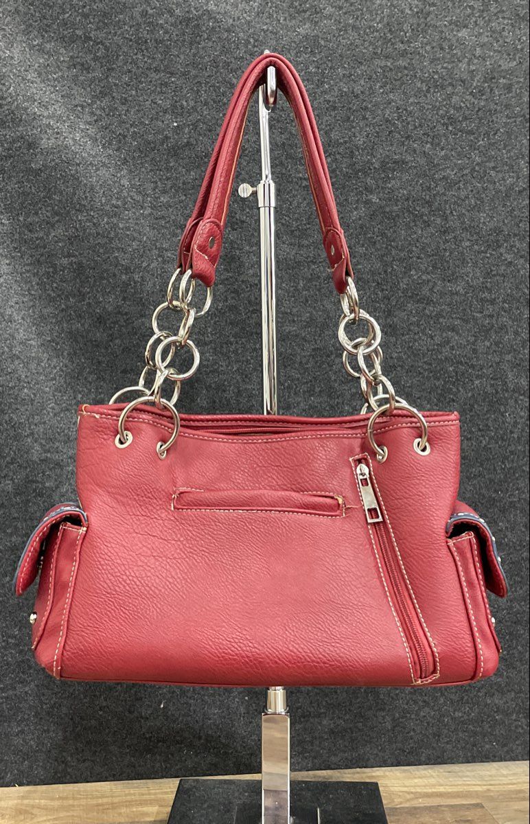 Texas Lone Star Red White Blue Leather Western Shoulder Bag Rhinestone Satchel