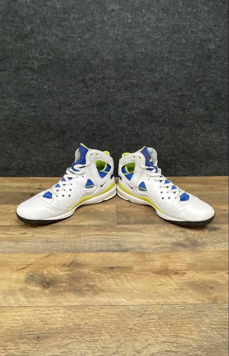 Nike Zoom Huarache 2K4 White Blue Volt Basketball Shoes Men's Size 13