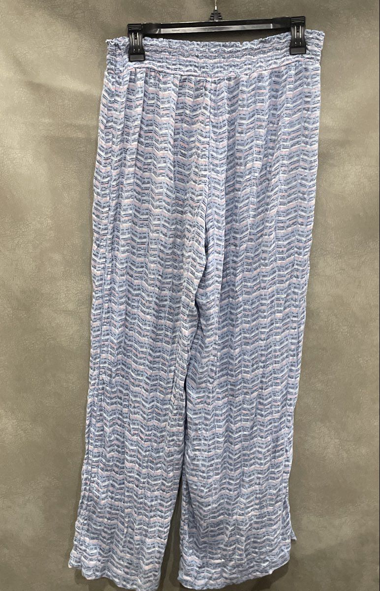 Aerie Women's Blue Multicolor Dash Print Wide Leg Viscose Lounge Pants Sz M