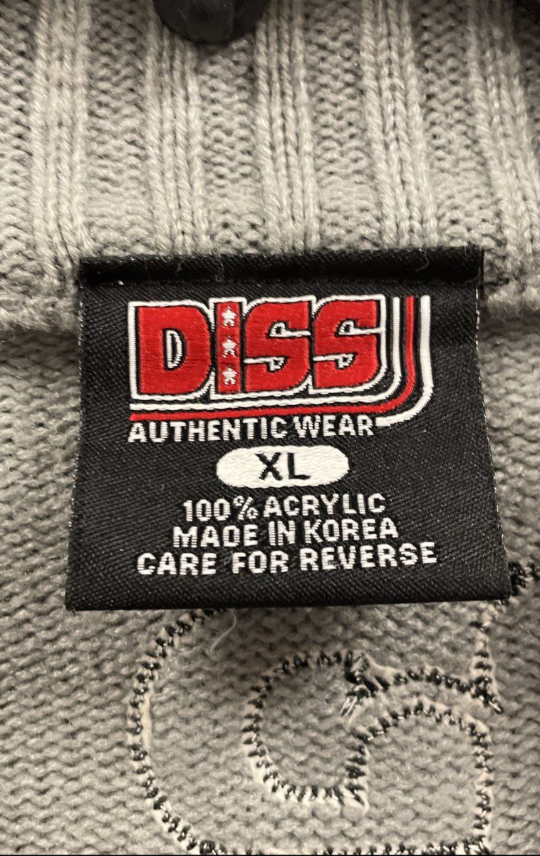 Vintage 90s DISS Men's Gray Black White Striped Mock Neck Sweater Sz XL
