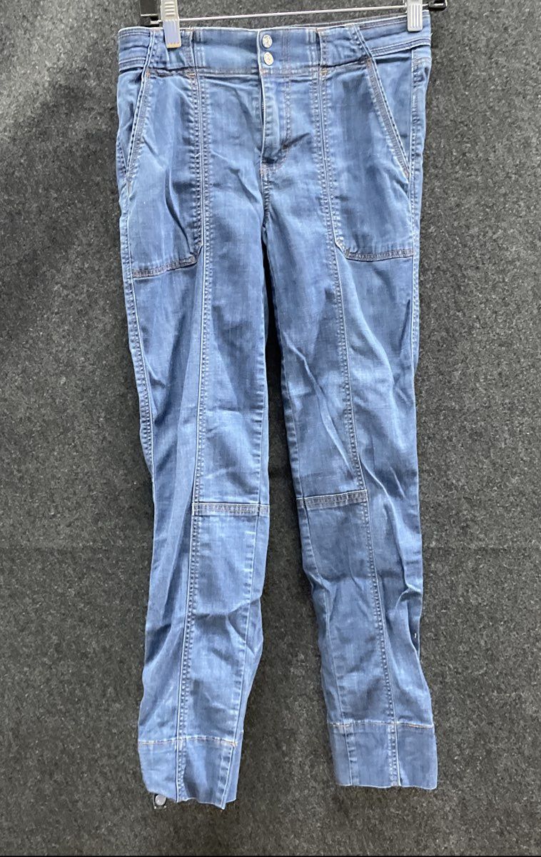White House Black Market Women's Blue Tencel Blend Mid-Rise Cargo Jeans Sz 0