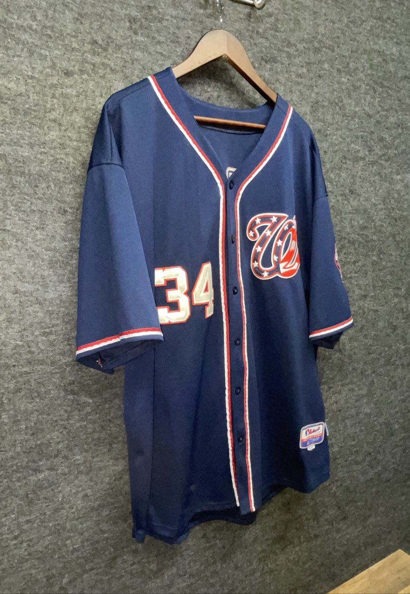 Vintage 2010s Washington Nationals Bryce Harper #34 Jersey Majestic Sz 56