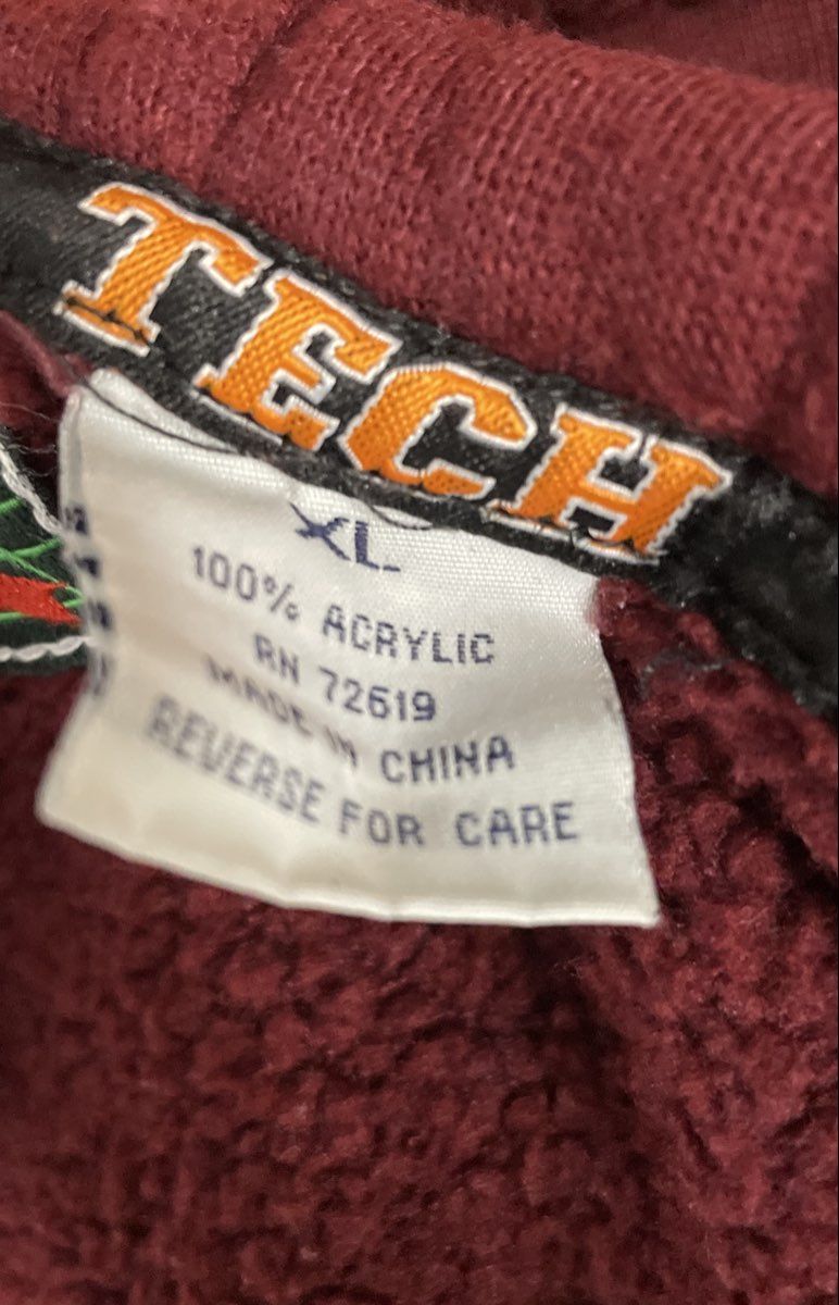Vintage Y2K Collegiate Team Men's Maroon Virginia Tech Hokies Hoodie Sz XL
