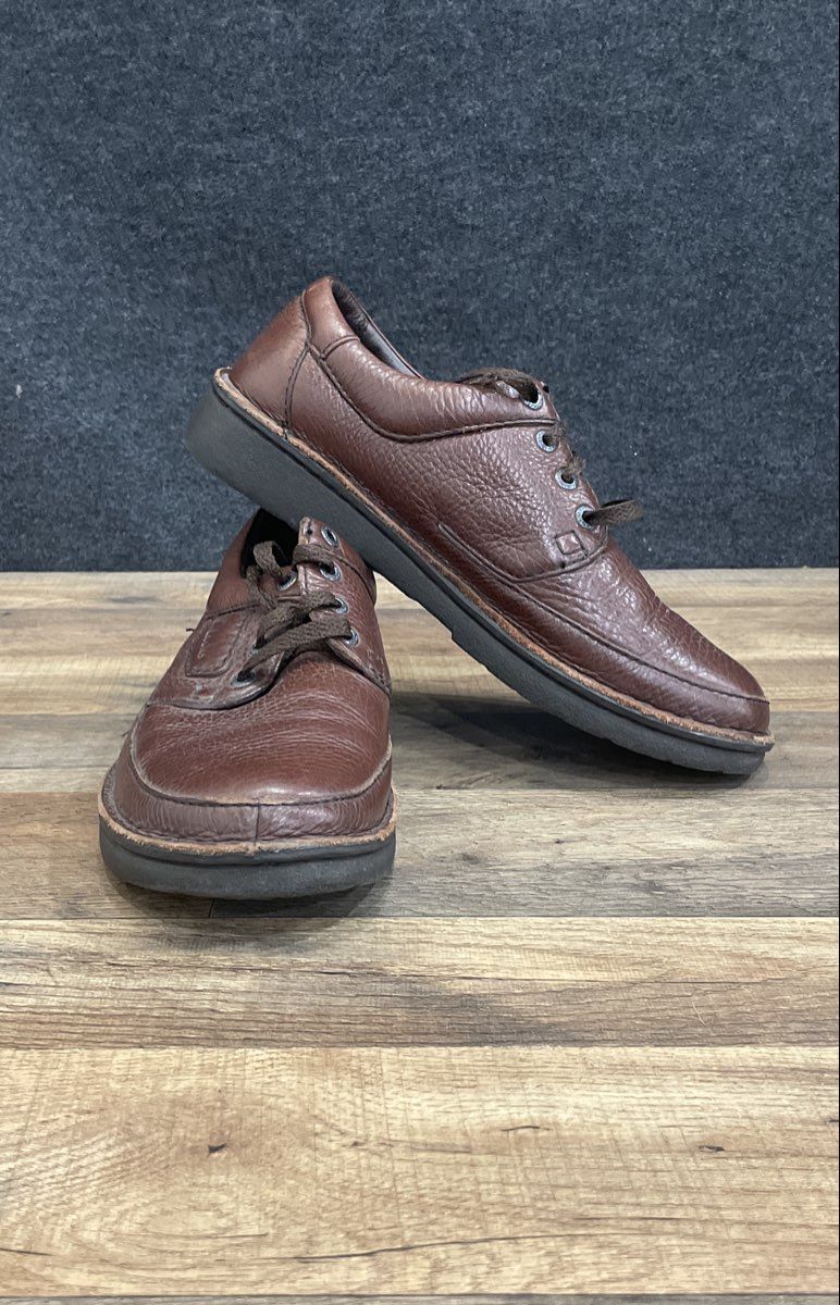 Clarks Active Air Brown Pebble Grain Leather Casual Walking Shoes Men's Sz 11.5