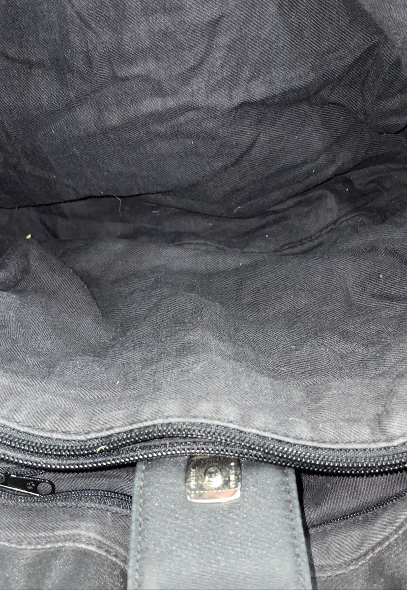 Liz Claiborne Black Microfiber Tote Shoulder Bag Silver Hardware Large