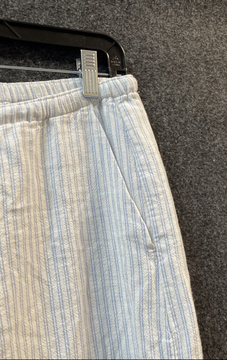 Hollister Women's Blue White Striped Linen Blend Wide Leg Lined Pants Sz S