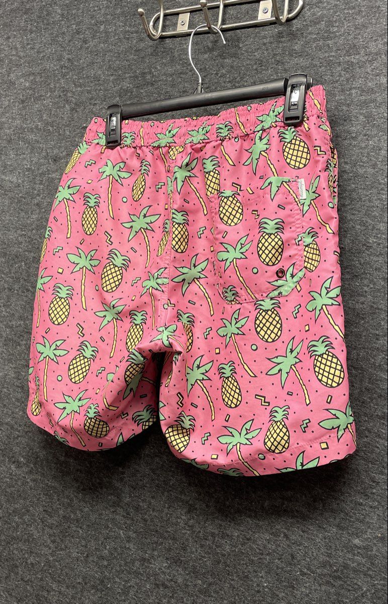 Maamgic Men's Pink Pineapple Palm Tree 90s Retro Aesthetic Swim Trunks Sz M